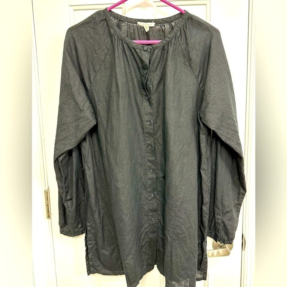 Classic Eileen Fisher Oversized Linen Shirt, Long Sleeve, Size Small